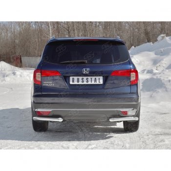 18 499 р. Защита заднего бампера (Ø63 мм уголки, нержавейка) SLITKOFF  Honda Pilot  YF6 (2016-2019) дорестайлинг  с доставкой в г. Кемерово. Увеличить фотографию 4