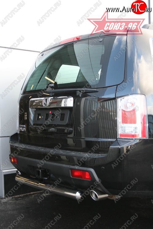11 024 р. Защита заднего бампера Souz-96 (d76) Honda Pilot YF4 дорестайлинг (2008-2011)  с доставкой в г. Кемерово