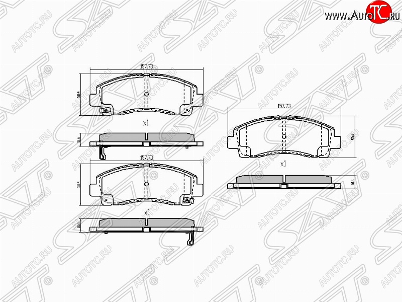 1 399 р. Колодки тормозные (передние) SAT Honda Ridgeline YK1 дорестайлинг (2005-2008)  с доставкой в г. Кемерово