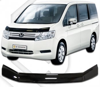 2 199 р. Дефлектор капота RK CA-Plastic  Honda StepWagon  RK (2009-2012) минивэн дорестайлинг (Classic черный, Без надписи)  с доставкой в г. Кемерово. Увеличить фотографию 1