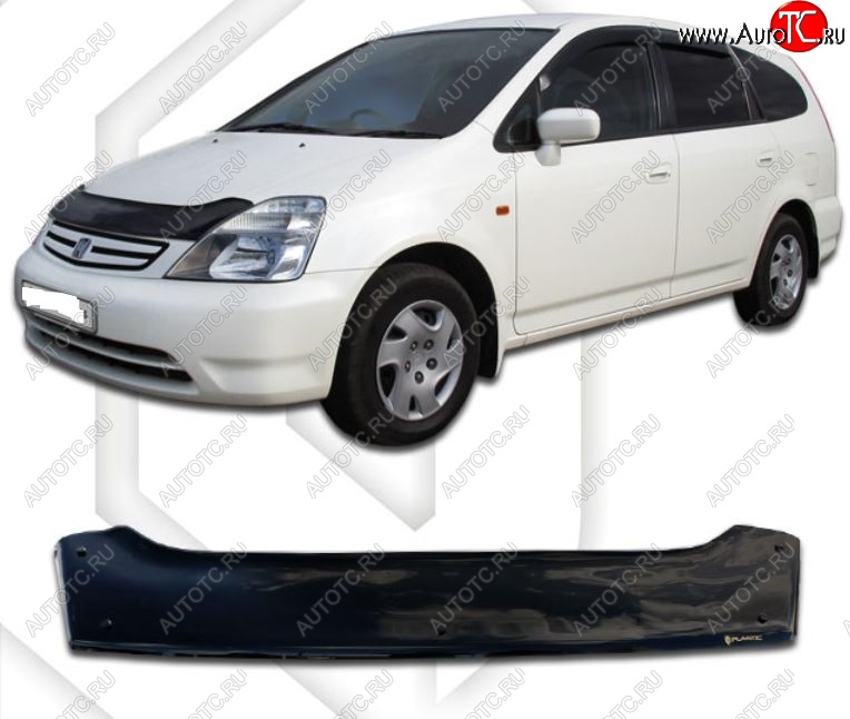 2 159 р. Дефлектор капота CA-Plastic  Honda Stream  1 RN1,RN3 (2000-2004)  дорестайлинг (Classic черный, Без надписи)  с доставкой в г. Кемерово