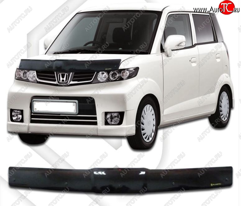 2 079 р. Дефлектор капота CA-Plastiс  Honda Zest Spark (2006-2012) (Classic черный, Без надписи)  с доставкой в г. Кемерово