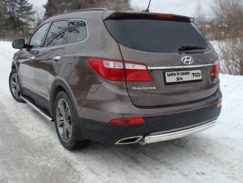 Защита заднего бампера (овальная) ТСС (нержавейка d 75х42 мм) Hyundai Grand Santa Fe  1 DM (2013-2016) дорестайлинг