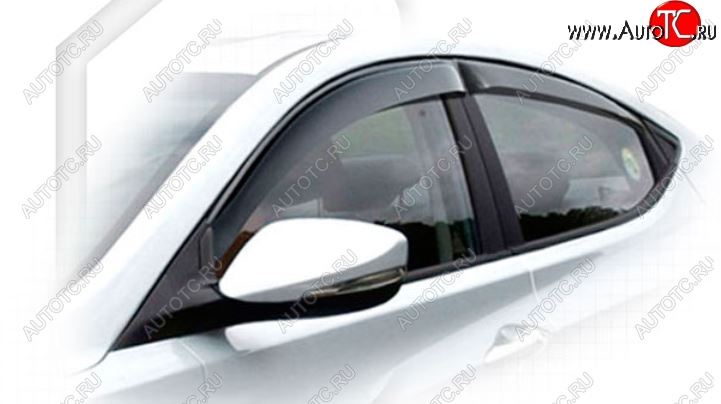 2 079 р. Дефлектора окон CA-Plastiс Hyundai Avante (2010-2013) (Classic полупрозрачный, Без хром.молдинга, Крепление только на скотч)  с доставкой в г. Кемерово