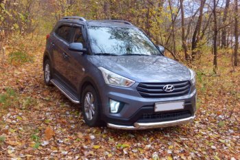 27 449 р. Порожки для ног из трубы Ø51 с алюминиевой площадкой Petroil Tuning  Hyundai Creta  GS (2015-2021) дорестайлинг, рестайлинг (Нержавеющая полированная сталь)  с доставкой в г. Кемерово. Увеличить фотографию 4