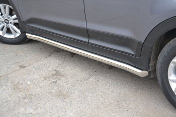 Защита порогов вогнутая из трубы Ø63 Petroil Tuning Hyundai Creta  GS (2015-2021) дорестайлинг, рестайлинг (Нержавеющая полированная сталь)