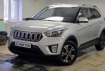 8 099 р. Решётка радиатора Next Hyundai Creta GS дорестайлинг (2015-2019) (цвет: Чёрный матовый с серебристым выделением ноздрей)  с доставкой в г. Кемерово. Увеличить фотографию 1