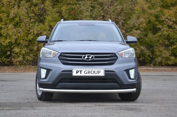 Защита переднего бампера одинарная из трубы d63 мм Petroil Tuning Hyundai Creta GS рестайлинг (2019-2021) ()