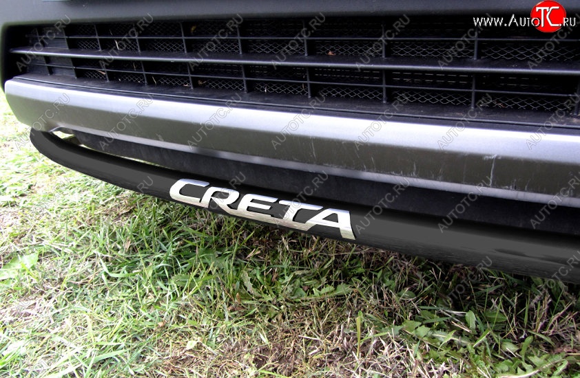 6 849 р. Защита переднего бампера Slitkoff (d42, черная,с надписью) Hyundai Creta GS рестайлинг (2019-2021) (Цвет: серебристый)  с доставкой в г. Кемерово