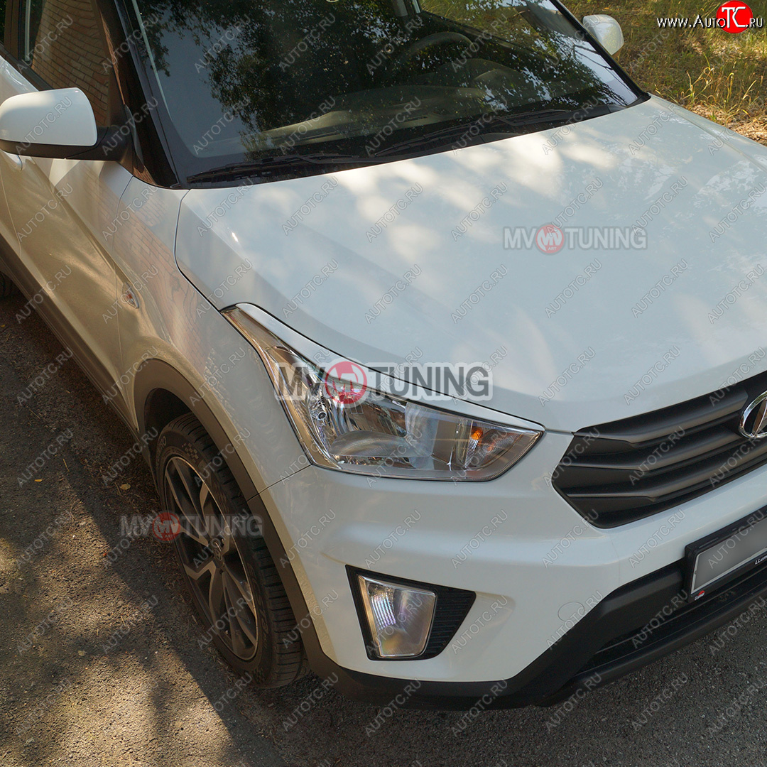 1 499 р. Реснички на фары MV-Tuning  Hyundai Creta  GS (2015-2021) дорестайлинг, рестайлинг (Неокрашенные)  с доставкой в г. Кемерово
