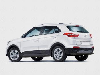 Защита заднего бампера (Ø63 мм, с полимерным покрытием) SLITKOFF Hyundai Creta  GS (2015-2021) дорестайлинг, рестайлинг (цвет: черный)