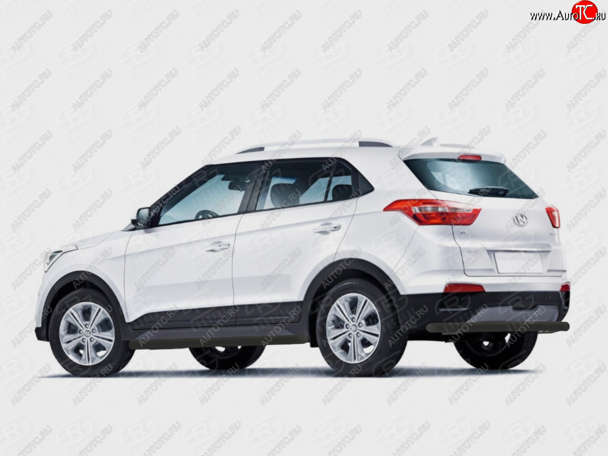 9 999 р. Защита заднего бампера (Ø63 мм, с полимерным покрытием) SLITKOFF  Hyundai Creta  GS (2015-2021) дорестайлинг, рестайлинг (цвет: черный)  с доставкой в г. Кемерово