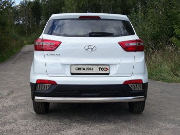 Защита заднего бампера (овальная) ТСС (нержавейка d75х42 мм) Hyundai Creta  GS (2015-2021) дорестайлинг, рестайлинг