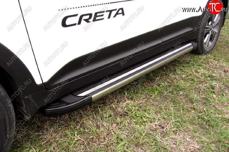 11 299 р. Пороги алюминиевые Luxe Black 1700 черные на  Hyundai Creta  GS (2015-2021) дорестайлинг, рестайлинг (Luxe Black)  с доставкой в г. Кемерово