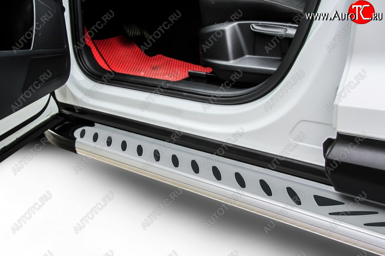 17 399 р. Пороги алюминиевые Slitkoff  Hyundai Creta  GS (2015-2021) дорестайлинг, рестайлинг (Elite Silver)  с доставкой в г. Кемерово