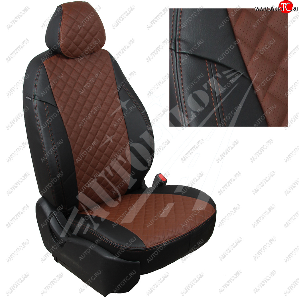 14 249 р. Чехлы сидений AUTOPILOT Экокожа Ромб (60/40)  Hyundai Creta  GS (2015-2021) дорестайлинг, рестайлинг (Черный + Темно коричневый)  с доставкой в г. Кемерово