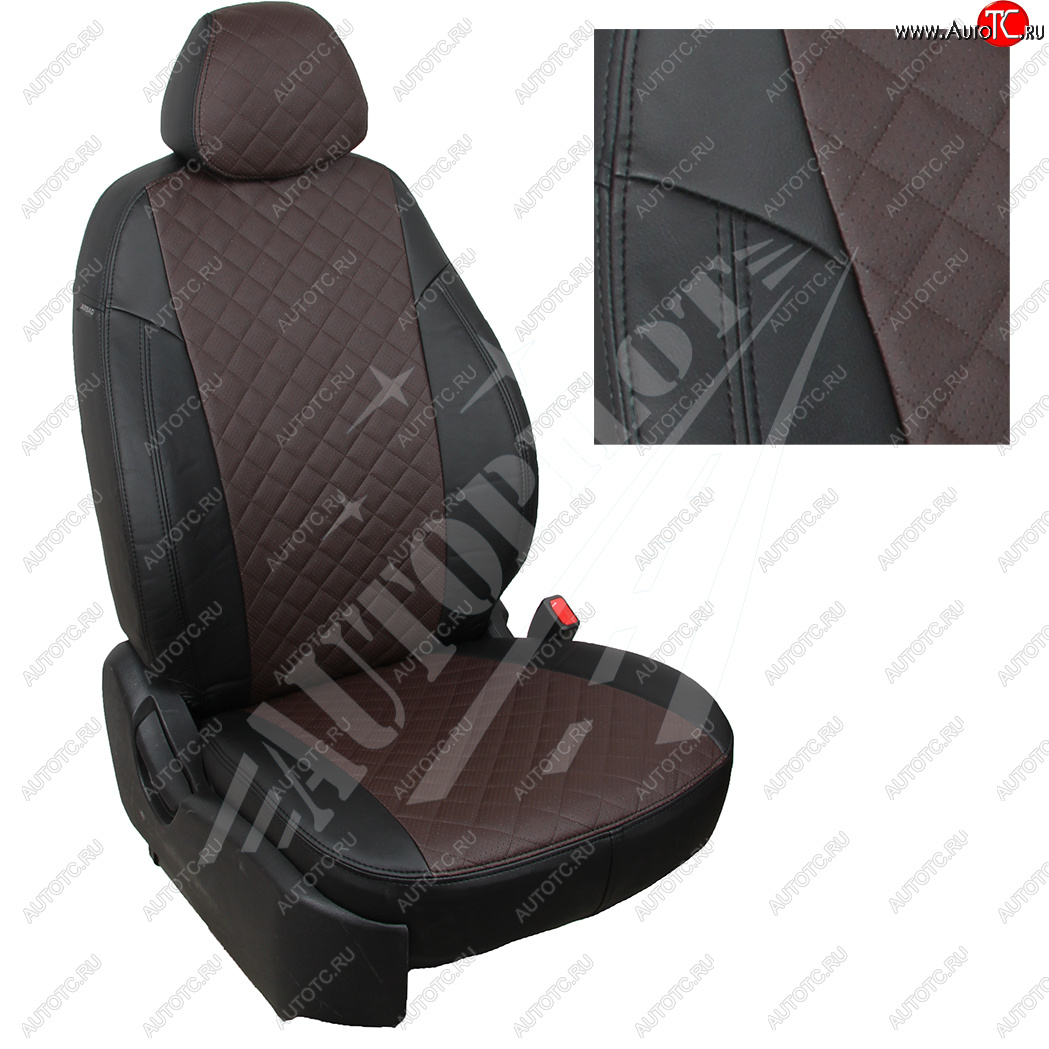 14 249 р. Чехлы сидений AUTOPILOT Экокожа Ромб (60/40)  Hyundai Creta  GS (2015-2021) дорестайлинг, рестайлинг (Черный + Шоколад)  с доставкой в г. Кемерово