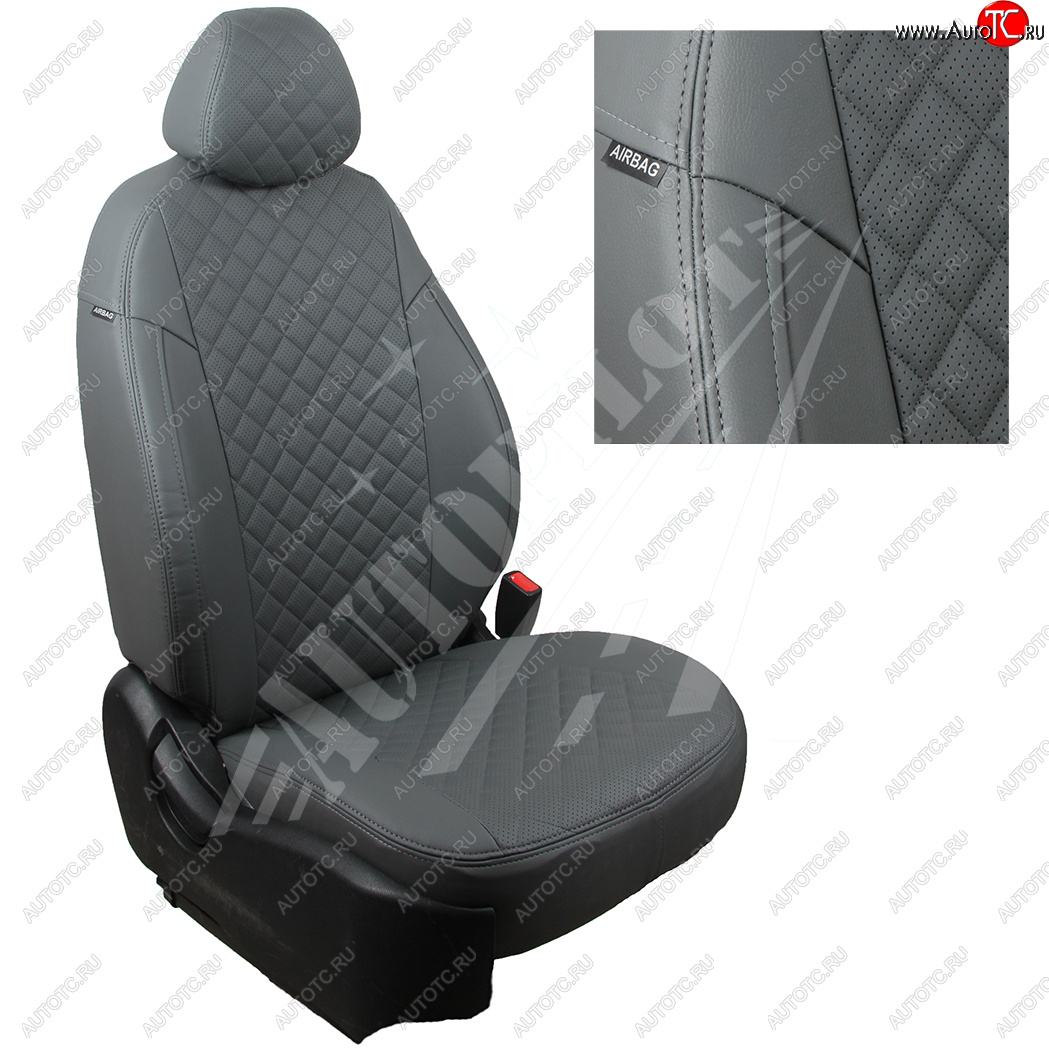 14 249 р. Чехлы сидений AUTOPILOT Экокожа Ромб (60/40)  Hyundai Creta  GS (2015-2021) дорестайлинг, рестайлинг (Серый + Серый)  с доставкой в г. Кемерово