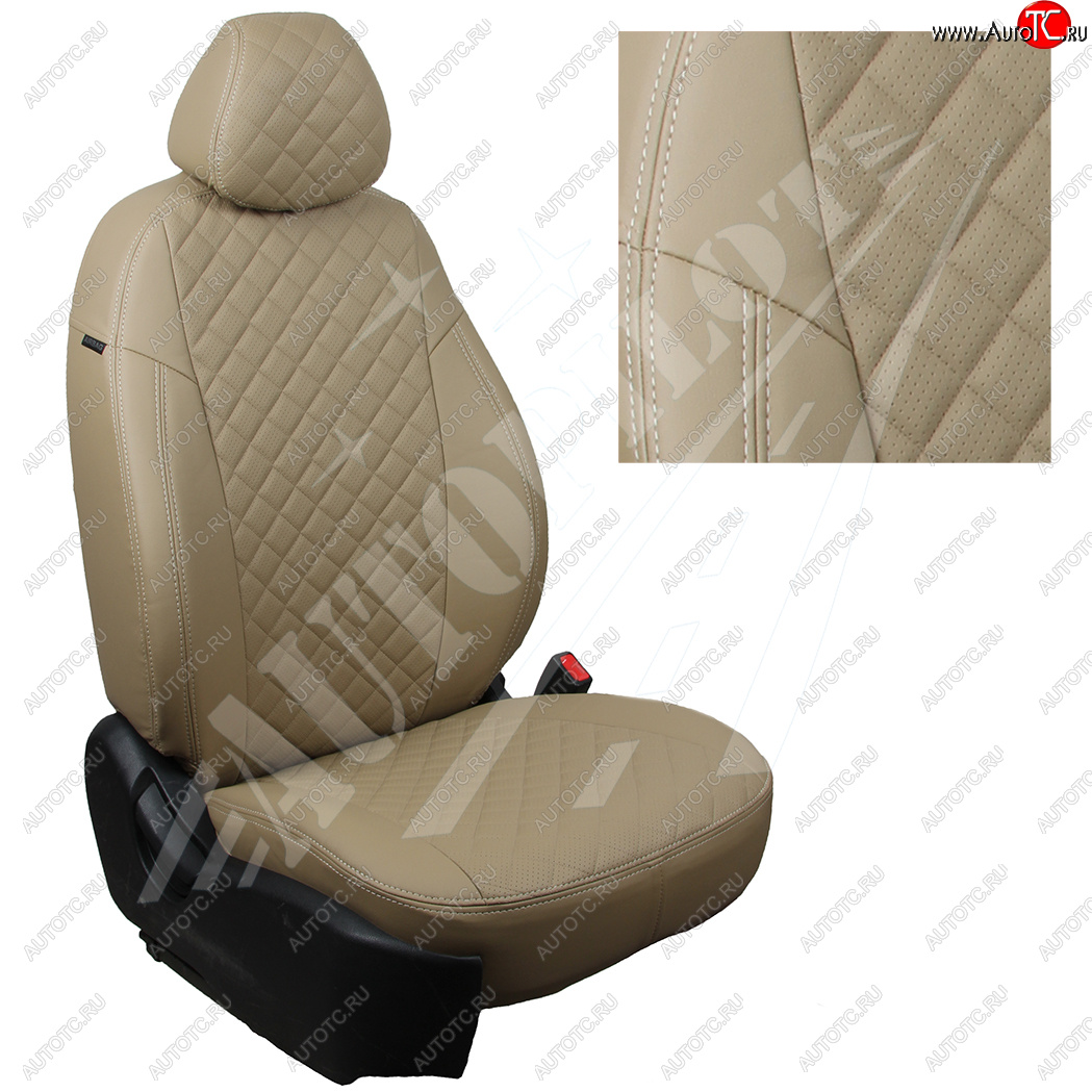 14 249 р. Чехлы сидений AUTOPILOT Экокожа Ромб (60/40)  Hyundai Creta  GS (2015-2021) дорестайлинг, рестайлинг (Темно бежевый + Темно бежевый)  с доставкой в г. Кемерово