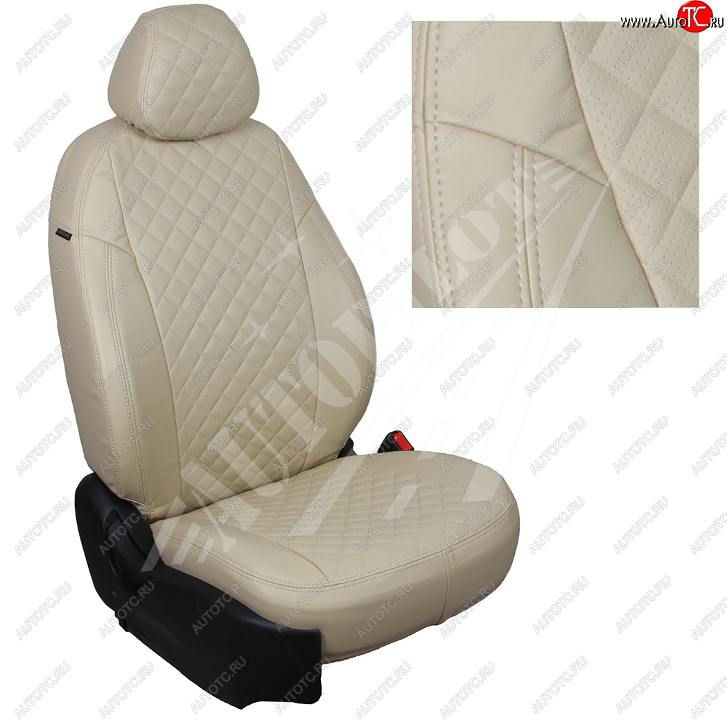 14 249 р. Чехлы сидений AUTOPILOT Экокожа Ромб (60/40)  Hyundai Creta  GS (2015-2021) дорестайлинг, рестайлинг (Бежевый + Бежевый)  с доставкой в г. Кемерово