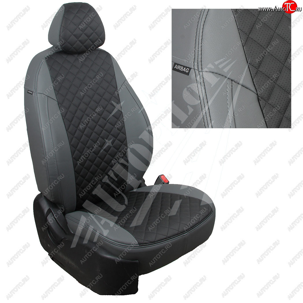 14 249 р. Чехлы сидений AUTOPILOT Экокожа Ромб (60/40)  Hyundai Creta  GS (2015-2021) дорестайлинг, рестайлинг (Серый + Черный)  с доставкой в г. Кемерово