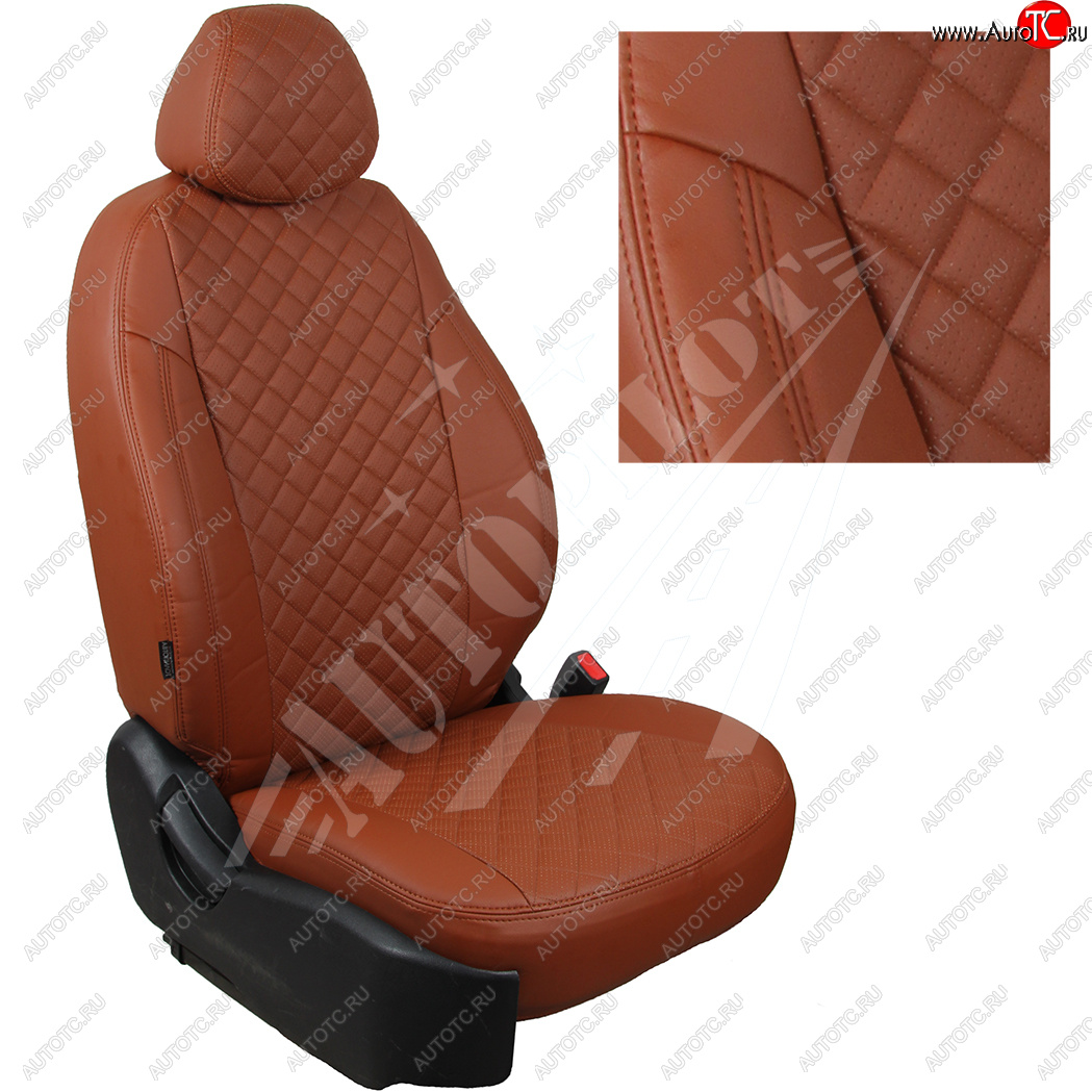 14 249 р. Чехлы сидений AUTOPILOT Экокожа Ромб (60/40)  Hyundai Creta  GS (2015-2021) дорестайлинг, рестайлинг (Коричневый + Коричневый)  с доставкой в г. Кемерово