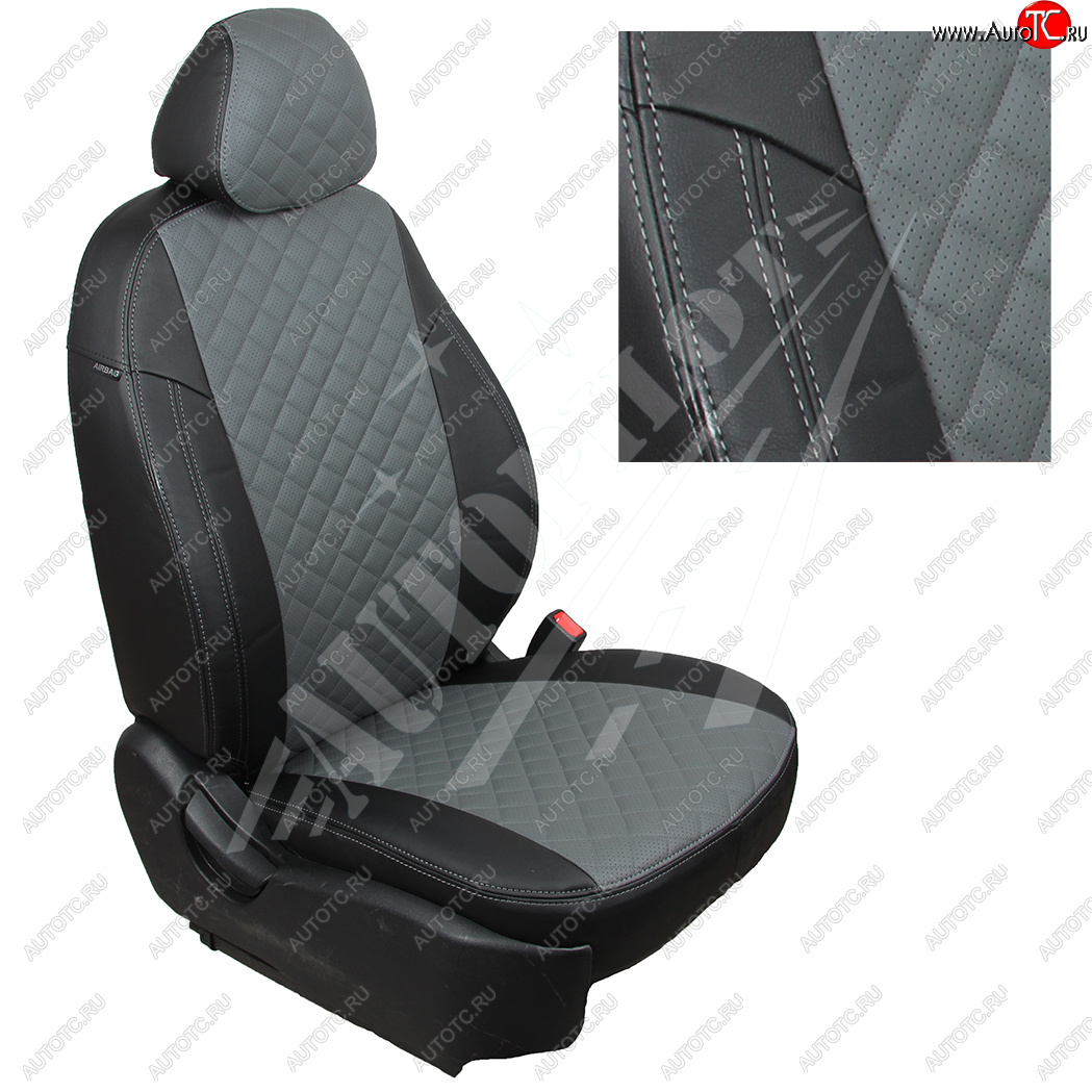 14 249 р. Чехлы сидений AUTOPILOT Экокожа Ромб (60/40)  Hyundai Creta  GS (2015-2021) дорестайлинг, рестайлинг (Черный + Серый)  с доставкой в г. Кемерово