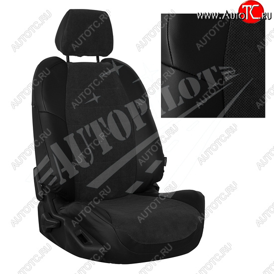 8 249 р. Чехлы сидений AUTOPILOT Велюр (60/40) Hyundai Creta GS дорестайлинг (2015-2019) (Черный + Федерер)  с доставкой в г. Кемерово