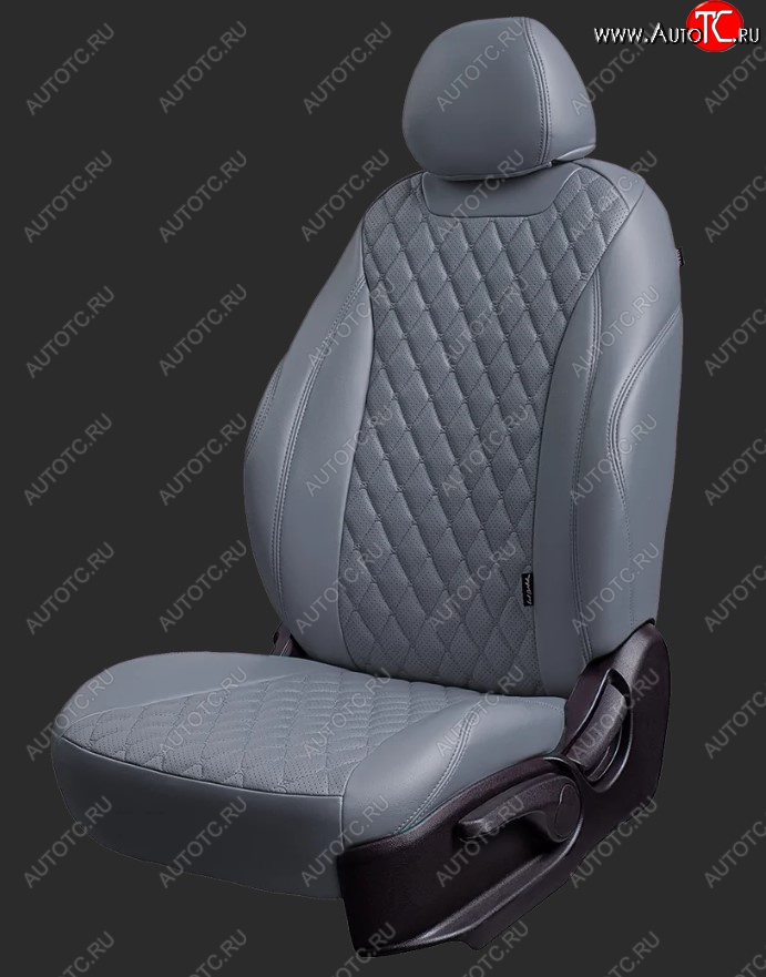 13 949 р. Чехлы для сидений Lord Autofashion Байрон (экокожа)  Hyundai Creta  GS (2015-2021) дорестайлинг, рестайлинг (Серый, вставка серая, строчка серая)  с доставкой в г. Кемерово