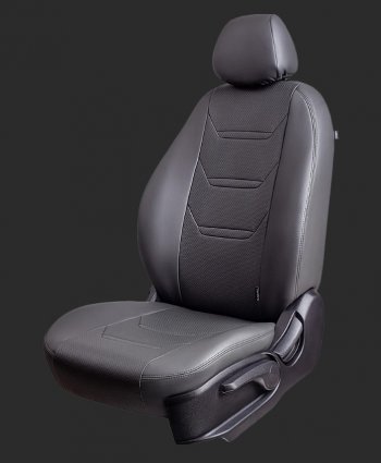 10 299 р. Чехлы для сидений Lord Autofashion Турин 2 (экокожа, спинка 60/40, 2 Г-образных подголовника)  Hyundai Creta  GS (2015-2021) дорестайлинг, рестайлинг (Серый, вставка серая/серая, строчка серая)  с доставкой в г. Кемерово. Увеличить фотографию 2
