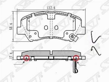 1 239 р. Колодки тормозные передние SAT (в комплекте с прижимными пластинами)  Hyundai Creta  GS (2015-2021), Hyundai Solaris  HCR (2017-2022), KIA Rio ( 4 FB,  4 YB) (2016-2025)  с доставкой в г. Кемерово. Увеличить фотографию 1