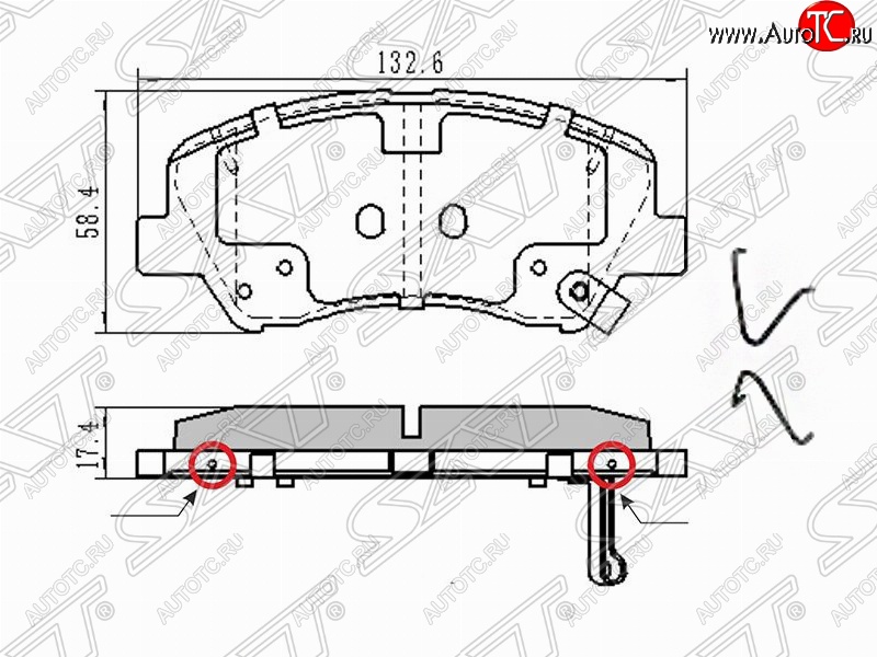 1 239 р. Колодки тормозные передние SAT (в комплекте с прижимными пластинами)  Hyundai Creta  GS (2015-2021), Hyundai Solaris  HCR (2017-2022), KIA Rio ( 4 FB,  4 YB) (2016-2025)  с доставкой в г. Кемерово