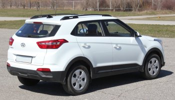 8 649 р. Комплект рейлингов АПС  Hyundai Creta  GS (2015-2021) дорестайлинг, рестайлинг (Черные, без поперечин)  с доставкой в г. Кемерово. Увеличить фотографию 6