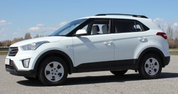 8 649 р. Комплект рейлингов АПС  Hyundai Creta  GS (2015-2021) дорестайлинг, рестайлинг (Черные, без поперечин)  с доставкой в г. Кемерово. Увеличить фотографию 9