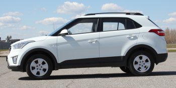 8 649 р. Комплект рейлингов АПС  Hyundai Creta  GS (2015-2021) дорестайлинг, рестайлинг (Черные, без поперечин)  с доставкой в г. Кемерово. Увеличить фотографию 7