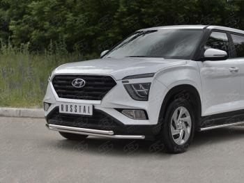 14 999 р. Защита переднего бампера (2 трубы Ø42 мм, нержавейка) SLITKOFF Hyundai Creta SU (2020-2022)  с доставкой в г. Кемерово. Увеличить фотографию 2