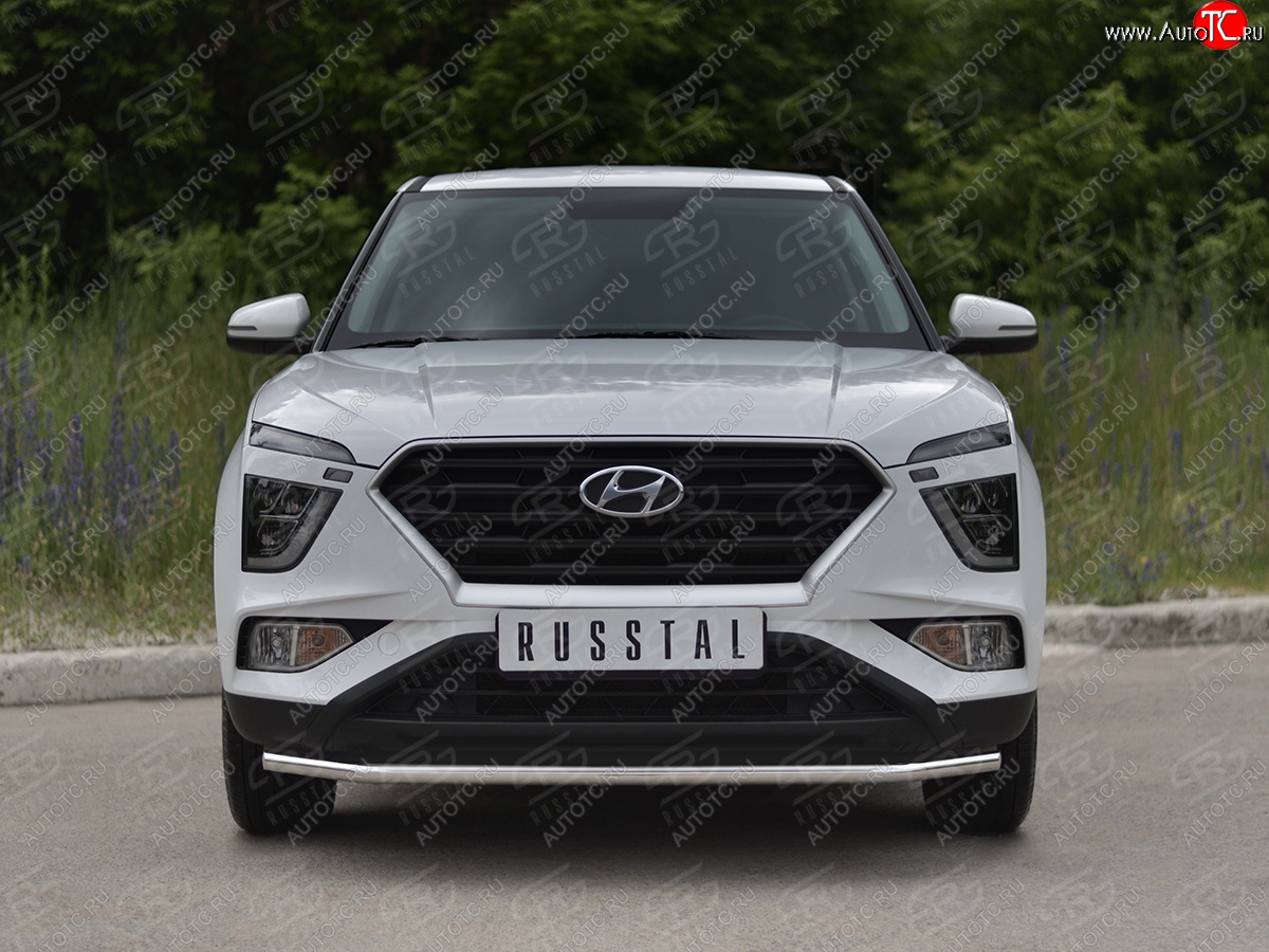 13 399 р. Защита переднего бампера (Ø42 мм, нержавейка) SLITKOFF Hyundai Creta SU (2020-2022)  с доставкой в г. Кемерово