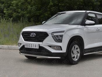 13 399 р. Защита переднего бампера (Ø42 мм, нержавейка) SLITKOFF Hyundai Creta SU (2020-2022)  с доставкой в г. Кемерово. Увеличить фотографию 2