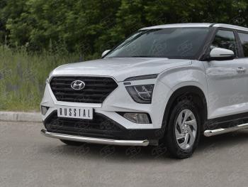 14 549 р. Защита переднего бампера (Ø63 мм, нержавейка) SLITKOFF  Hyundai Creta  SU (2020-2022)  с доставкой в г. Кемерово. Увеличить фотографию 2