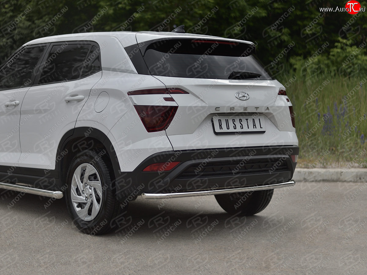 13 399 р. Защита заднего бампера (Ø42 мм, нержавейка) SLITKOFF  Hyundai Creta  SU (2020-2022) (полированная нержавейка)  с доставкой в г. Кемерово
