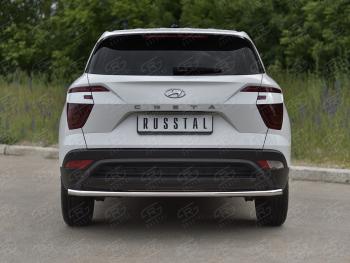 13 399 р. Защита заднего бампера (Ø42 мм, нержавейка) SLITKOFF  Hyundai Creta  SU (2020-2022) (полированная нержавейка)  с доставкой в г. Кемерово. Увеличить фотографию 2