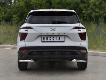 Защита заднего бампера (Ø63 мм уголки, нержавейка) SLITKOFF Hyundai Creta  SU (2020-2022)
