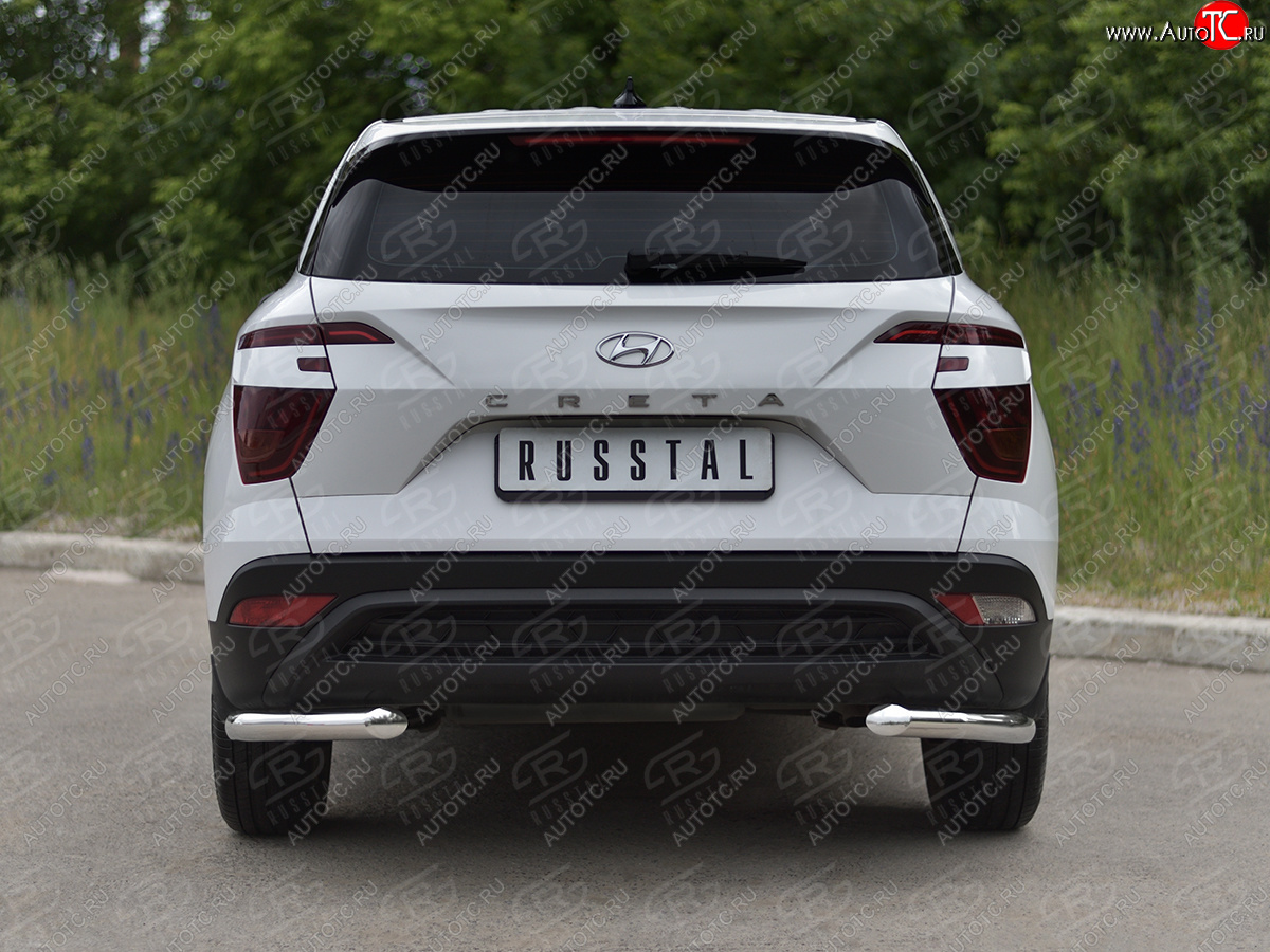 13 399 р. Защита заднего бампера (Ø63 мм уголки, нержавейка) SLITKOFF  Hyundai Creta  SU (2020-2022)  с доставкой в г. Кемерово