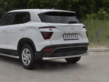 Защита заднего бампера (Ø63 мм, нержавейка) SLITKOFF Hyundai Creta  SU (2020-2022)