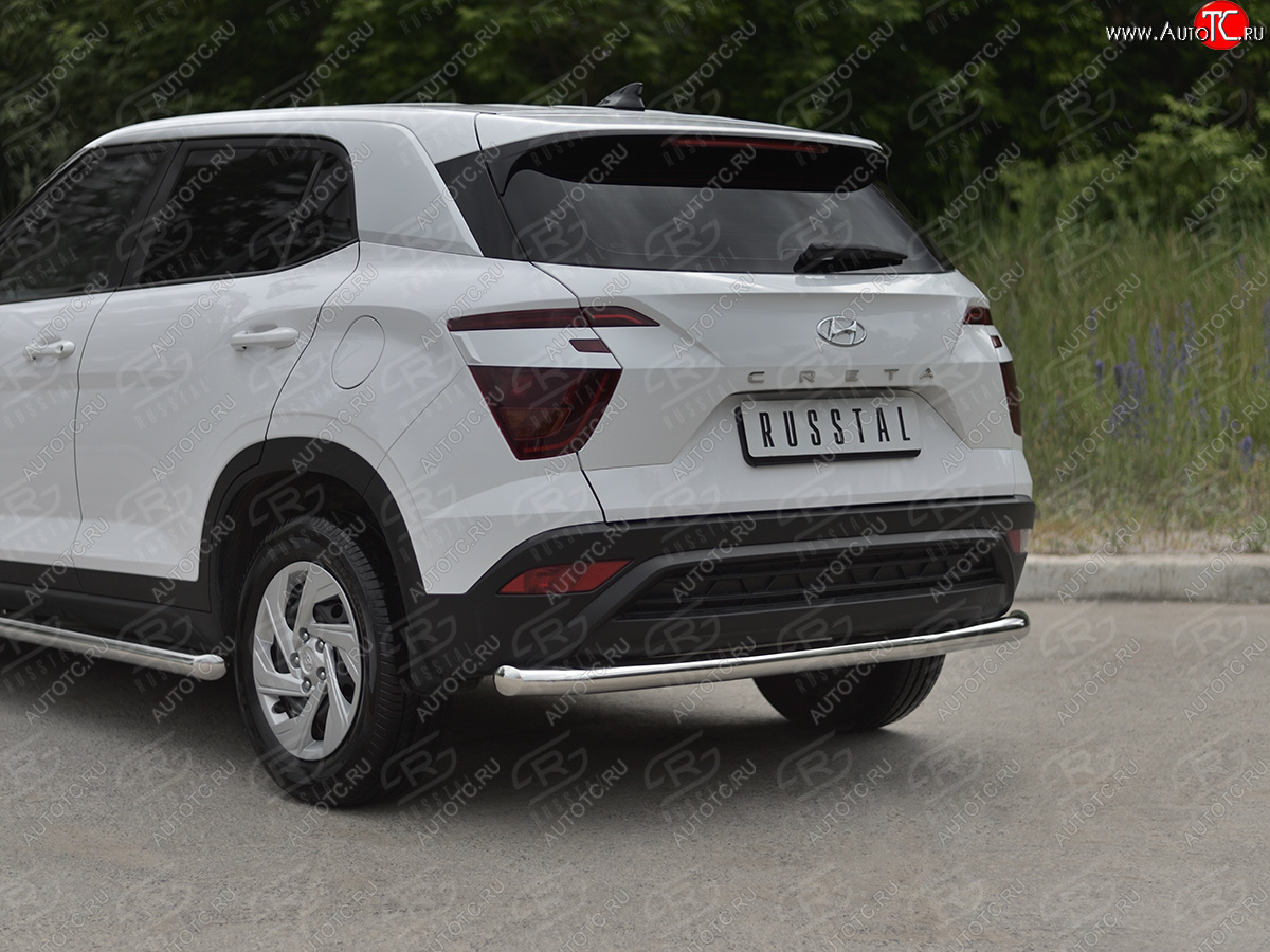 14 549 р. Защита заднего бампера (Ø63 мм, нержавейка) SLITKOFF  Hyundai Creta  SU (2020-2022)  с доставкой в г. Кемерово