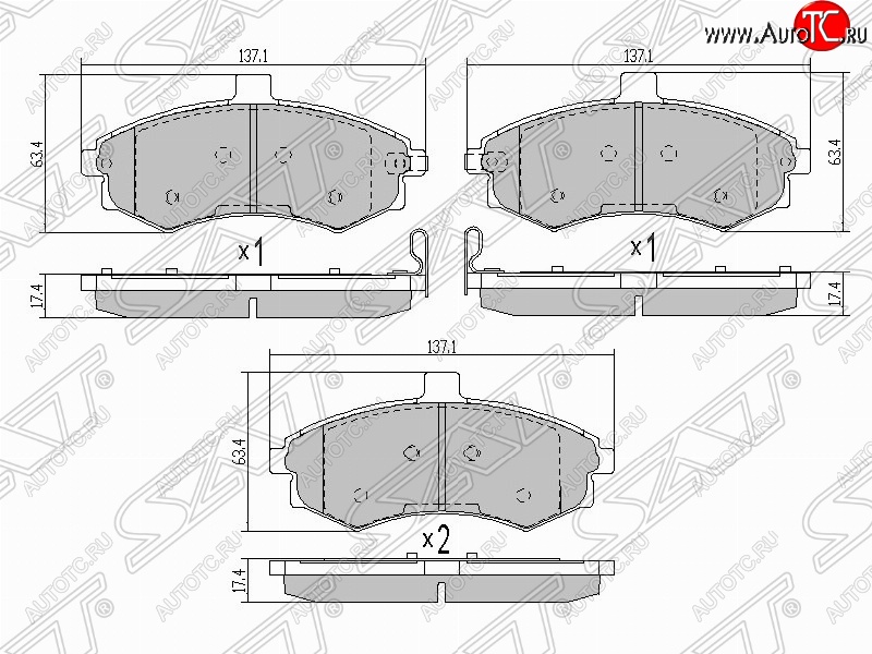 1 039 р. Колодки тормозные SAT (передние) Hyundai Elantra XD седан дорестайлинг (2000-2003)  с доставкой в г. Кемерово