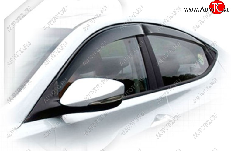 2 969 р. Дефлектора окон CA-Plastic Hyundai Elantra MD рестайлинг (2013-2016) (Classic полупрозрачный, Без хром молдинга, Крепление только на скотч)  с доставкой в г. Кемерово