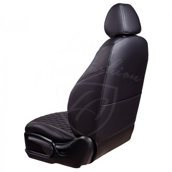 19 649 р. Чехлы для сидений Lord Autofashion Байрон (экокожа, раздельная спинка, с подлокотником, 2 П + 1 Г-образные подголовники) Hyundai Elantra MD дорестайлинг (2010-2013) (Черный, вставка черная, строчка черная)  с доставкой в г. Кемерово. Увеличить фотографию 4