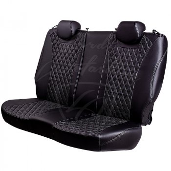 19 649 р. Чехлы для сидений Lord Autofashion Байрон (экокожа, раздельная спинка, с подлокотником, 2 П + 1 Г-образные подголовники) Hyundai Elantra MD дорестайлинг (2010-2013) (Черный, вставка черная, строчка черная)  с доставкой в г. Кемерово. Увеличить фотографию 5