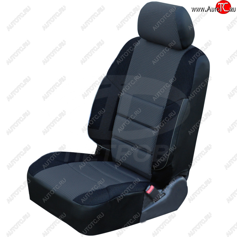 3 999 р. Чехлы ПЕТРОВ А10 (экокожа/жаккард, сплошная спинка)  Hyundai Getz  TB (2002-2005) хэтчбэк 5 дв. дорестайлинг (черный)  с доставкой в г. Кемерово